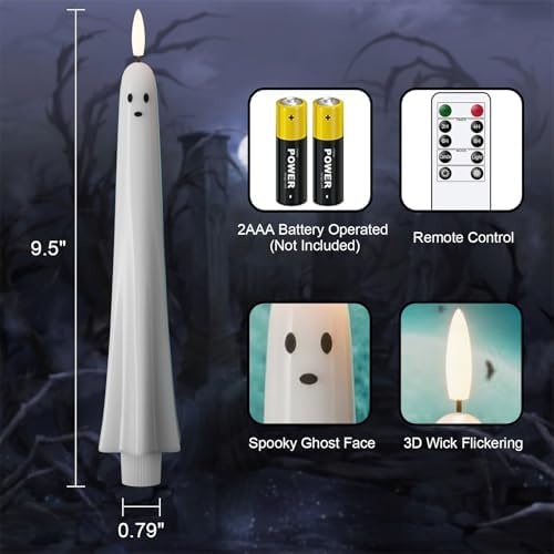 Ghost Flameless LED Taper Candles Battery Operated Remote Timer - Image 2