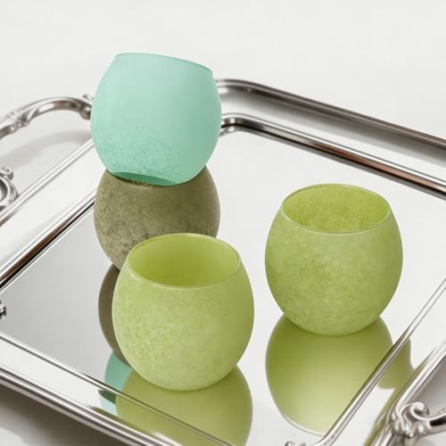 Green Glass Candle Holders, Sage & Mint Tealight Candle Holders for Easter Decorations, Decorative Votive Candle Holders for Home Office, Spring Wedding Centerpieces, Easter Decor - Image 3