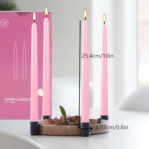 14-Pack Pink Taper Candles - 10 Inch Unscented Dripless Candlesticks, Long Burning for Weddings, Bridal Showers, Valentine's Day & Romantic Dinner Parties - Image 4