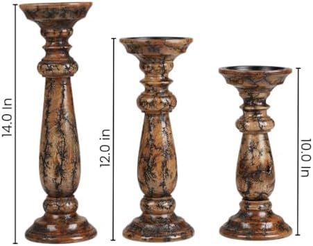 Homebia Design Pillar Candle Holder Set of 3 – 14, 12, 10 Inch – Natural - Image 5