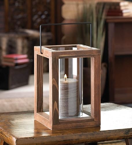 Zingz & Thingz Wooden Candle Lanterns, Decorative Light Home Decor, 9" Tall, Rustic Garden - Image 7