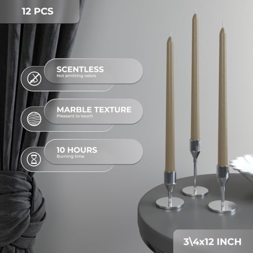 CANDWAX 12 Inch Taper Candles Sand Decor Unscented Candle Sticks 12 Pack - Image 2