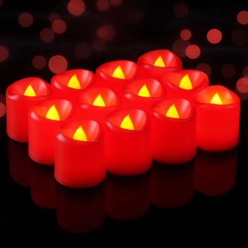 5plots 24Pack Red Flameless Votive Candles, Fake Electric Candles by 5Plots