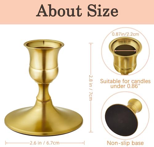 Brass Candlestick Holders, Small Taper Candle Holders, Bulk 24-Pack - Image 2