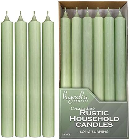 Hyoola 10 Inch Dinner Candles - 12 Pack - Light Green Tall Unscented Rustic Long Burning Candle Sticks - Image 4