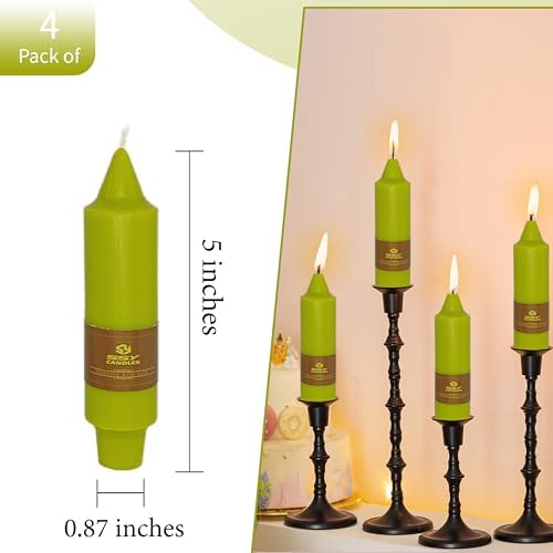 5 inch Short Tapered Candle 4 Pack Grass Green Candle Smokeless Unscented Taper Candlesticks for Christmas Dinner Household Décor Candlesticks - Image 4