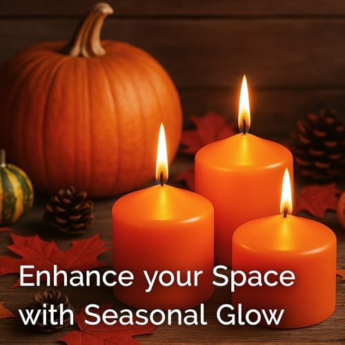 Stonebriar Unscented Pillar Candles – 18 Hour Burn Time, Long-Lasting Wax Candles for Weddings, Holidays, Home Décor & Special Events, Pack of 6, Orange, 3" x 3" - Image 5
