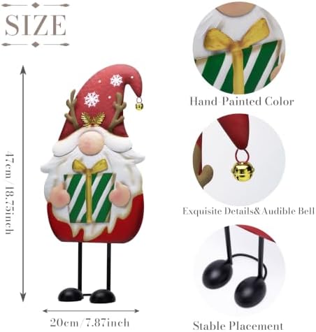TERESA'S COLLECTIONS Christmas Gnome Outdoor Metal Red White Santa Decor - Image 4