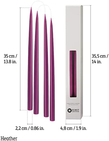Kunstindustrien® Taper Candles – Set of 4, 13.8" – Made in Denmark, Long Burning Candles 15h, Unscented & Smokeless Candlesticks – Elegant Tall Candles for Weddings, Dinners & Home Decor (Heather) - Image 3