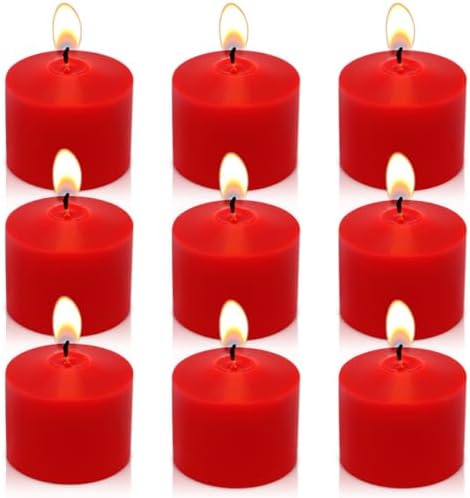 8 Hour Burgundy Votive Candles for Weddings Party Christmas and Emergency, Set of 9 Unscented Bulk Candles for Restaurants and Home Decoration by Unknown