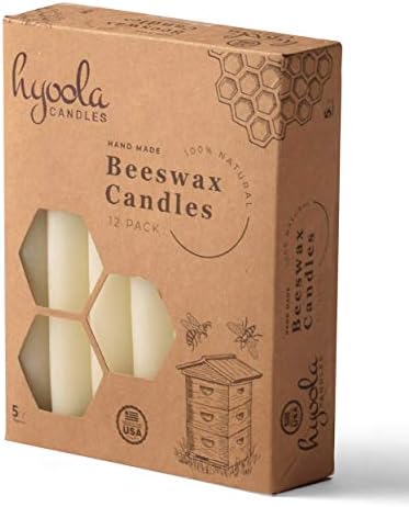 Hyoola 5" Beeswax Taper Candles 12 Pack - Handmade, All Natural, 100% Pure Unscented Bee Wax Candle - Tall, Decorative, White 5 Hour Burn Time - Image 5