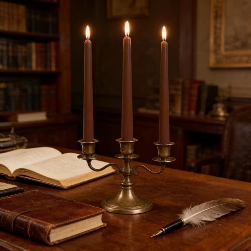 12-Pack Brown Taper Candles, 10 Inch Unscented Dripless Candlesticks, Long-Lasting Burn Time of 7-8 Hours, Perfect for Home Décor Dinner Party Meditation - Image 6