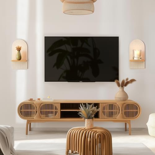Boho Wall Candle Holder Set of 2 with White Arched 3D Design - Image 5
