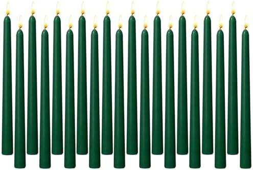 Hunter Green Taper Candles for Home Decoration, 20 Pack 10 Inch Unscented Dripless Candlesticks for Dinner Party Wedding by Unknown
