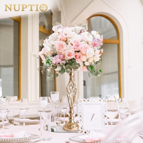 NUPTIO Gold Centerpiece Stand for Table, Twist Style, 20.5" Tall, 2 Pcs - Image 2