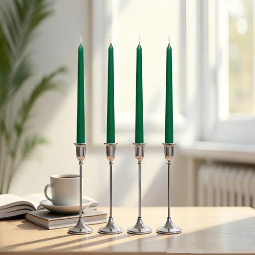 4 Pack Green Taper Candles丨Taper Candles 10 Inch Dripless丨Unscented & Smokeless Candlesticks Bulk丨7-8 Hours Long Burning Tall Candles丨Ideal for Christmas Weddings Parties Dinner - Image 6