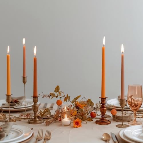 Tapered Dinner Candles, Pack of 6 – Soy & Paraffin Wax Blend, 10-Inch Dripless Taper Candles with 7-Hr. Clean Burn – Smokeless Unscented Tapers for Weddings, Dinner Tables & Home Decor – Orange - Image 7