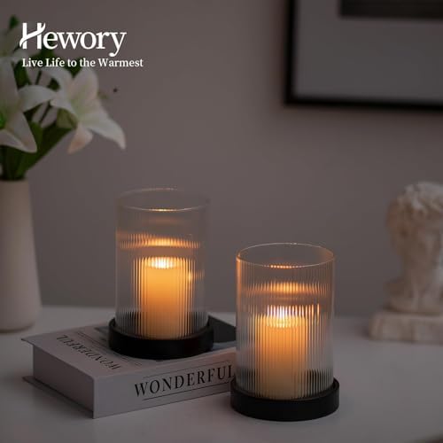 Hewory Hurricane Glass Candle Holders, Pillar Black Candle Holders Set of 2 - Image 4