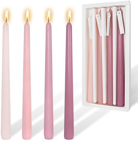 Dripless Colored Taper Candles Candlesticks 10 Inch Long Stick Candles Gradient Pink Rose Scented for Wedding Home Decor by YUKCAXDLS