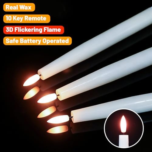 Wondise Real Wax Rechargeable Flameless Taper Candles White - Image 3