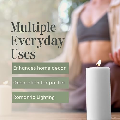 Mister Candle Dripless Unscented Pillar Candles, Set of 3 Hand Poured White Pillar Candles, Solid Color Non-Scented Candles for Home Decor, Premium Wax, 80 Hr Burn Time, 3x6 Inch - Image 5