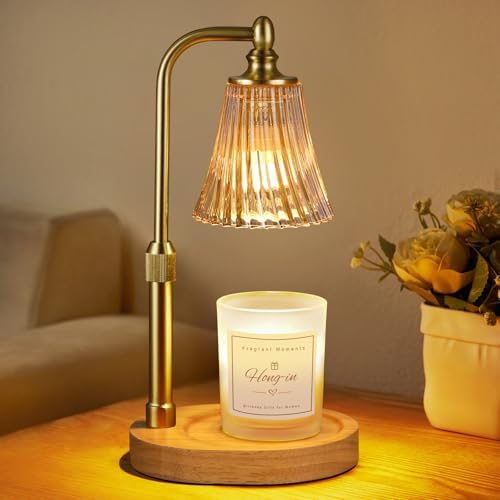 Amber Candle Warmer Lamp with Timer Dimmable,Birthday Gifts for Women Mom,Adjustable Height Wax Melt Warmer for Jar Candles,House Warming Gifts New Home,Ideal for Office,Dorm,Bedroom Home Decor by Hong-in