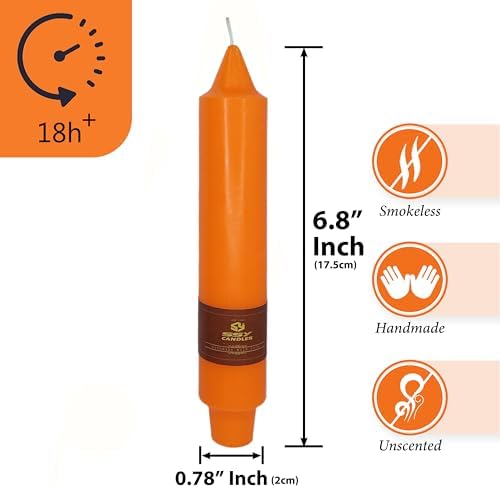 Orange Taper Candle Candle Sticks, 7 Inch Mini Pillar Candles, 4PCS Handmade Unscenteds Candlesticks for Festive Halloween Thanksgiving Day Fall Home Decor - Image 2