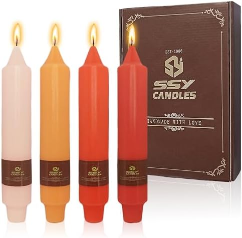 4 PCS Gradient Orange Taper Candlesticks 7 inch Unscented Tapered Candles Sticks for Home Holiday Wedding Party Decoration by XINAOBAOLUO