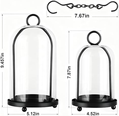 Glass Hurricane Candle Holder Decorative Black Metal Pillar Candle Lantern - Image 6