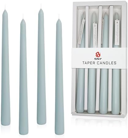 10 Inch Taper Candle Set of 4 - Sea Salt Scented Candles - Soy Wax Home Decor Candles - Gift Ideas for Wedding Party Dinner Holiday Decoration by XINAOBAOLUO