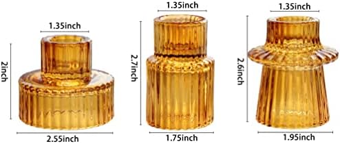 Vixdonos Taper Glass Candlestick Holders Tealight Candle Holders for Table Centerpieces, Wedding Decor and Dinner Party (6 Pcs, Amber) - Image 2