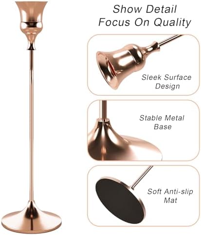 Candlestick Holders Rose Gold, 9 Packs Taper Candle Holder for Candlesticks, Candle Sticks Holder Decor for Home Decor - Image 6