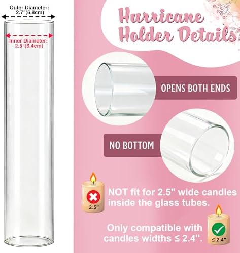 12 Pack Glass Hurricane Candle Holders 12" Open Ended Candlestick Tubes - Image 4