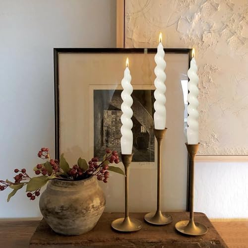 Unscented Spiral Twisted Candles Milk White Dinner Candlestick 7.5 Inch Short Swirl Candles for Home Decor Wedding Party - Image 6