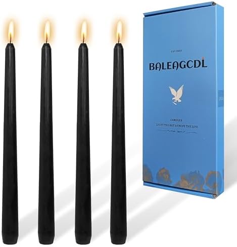 DRIPLESS Black Taper Candles Sandalwood Scented Candle Sticks Handmade 10 Inch Smokeless Dinner Candles for Home Wedding Decor by YUKCAXDLS