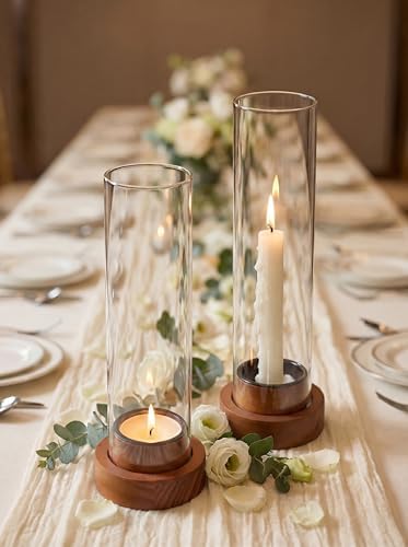 NUPTIO Hurricane Glass Candle Holders with Wax Catchers, Dripless, Set of 2 by Nuptio
