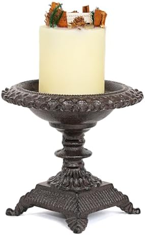 Sungmor Cast Iron Pillar Candle Holder-Rustic Style 5.9in Tall Candle Stand - Image 2