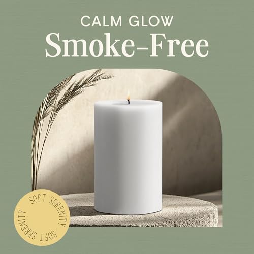 Mister Candle Unscented 4"x6" White Pillar Candle, Solid Color, Cotton Wick, Dripless & Smokeless, Premium Wax Candle for Home Decor, Handmade, 120 Hour Burn Time - Image 5