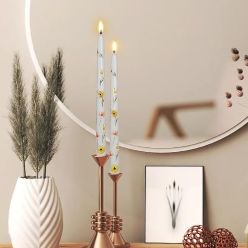 Floral Taper Candle White Poppy-2PCS Unscented Candles Long Candlesticks 10 inches Flower Tapered Candles for Home Party Wedding Restaurant Holiday Decor - Image 4