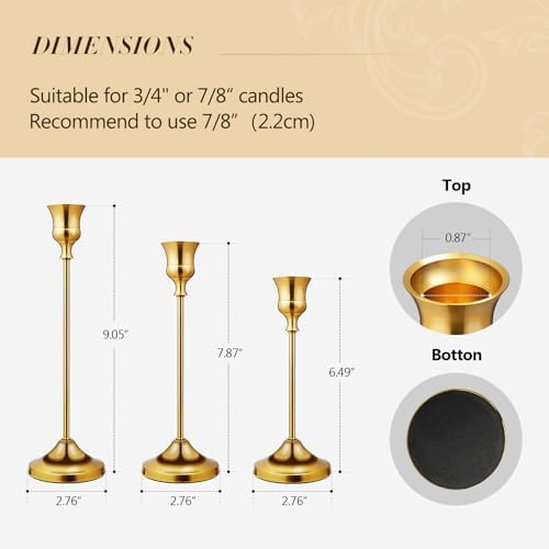Candlestick Holders 6 PCS Metal Taper Candle Holders, KSWING Gold Candle Stick Holders Set, Perfect for Table Centerpiece Mantel Party Wedding Christmas Home Decor, Set of 6 - Image 3