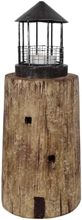 Decorative Nautical Coastal Candle Holders Wood Lighthouse Tea Light Holder by Linfevisi