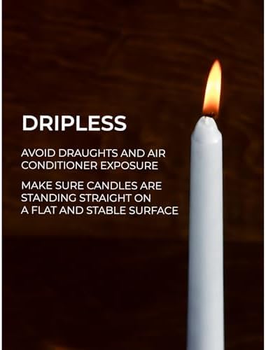 CANDWAX 8 inch Taper Candles - Set of 12 Dripless Tall Long Burning Dinner Party Wedding Decor - Light Gray - Image 3
