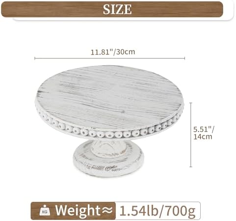 Hanobe White Cake Pedestal Stand 12 Inch Display Riser Plate Home Decor - Image 3