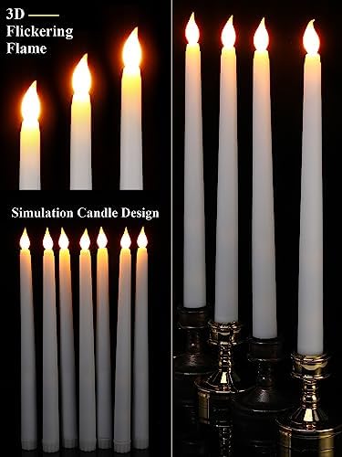 Treela Battery Operated LED Taper Candles,Basic,11 Inch,White - Image 3
