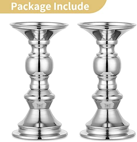 NUPTIO Silver Pillar Candle Holders: Centerpieces for 2 inches Candles - Image 6