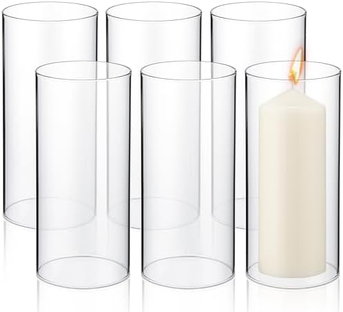 Yaomiao 6 Pcs Hurricane Glass Candle Holders Sleeve, 2.95 x 6 Inch by Yaomiao