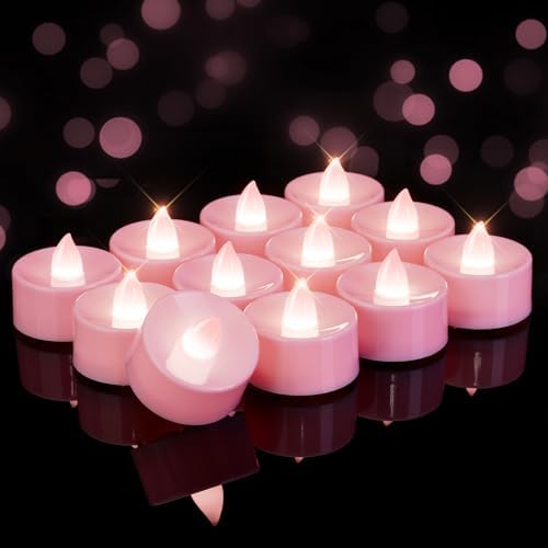 Homemory 24-Pack Pink Flameless Battery Tealight Candles, 200+ Hours by Homemory
