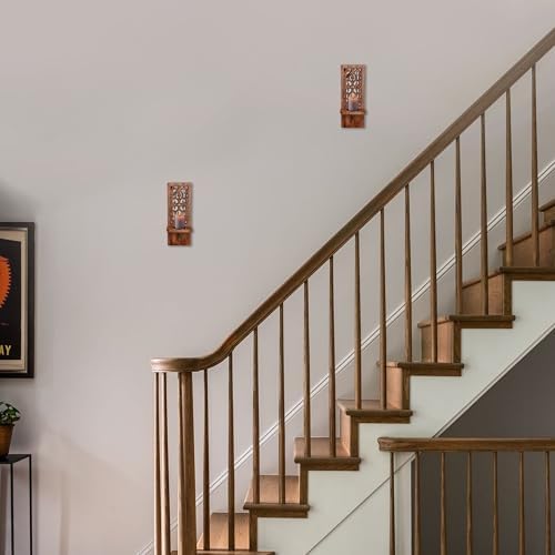 Rustic Wall Candle Sconces Pack of 2, 16 Inch – Natural - Image 5