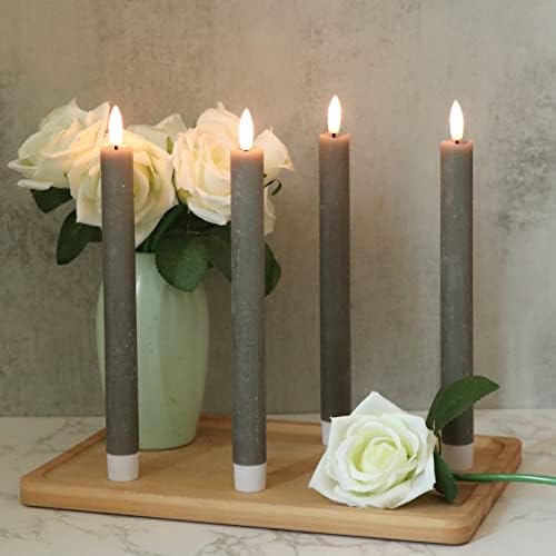 GenSwin Flameless Taper Candles LED Battery Operated Remote Timer Grey - Image 5