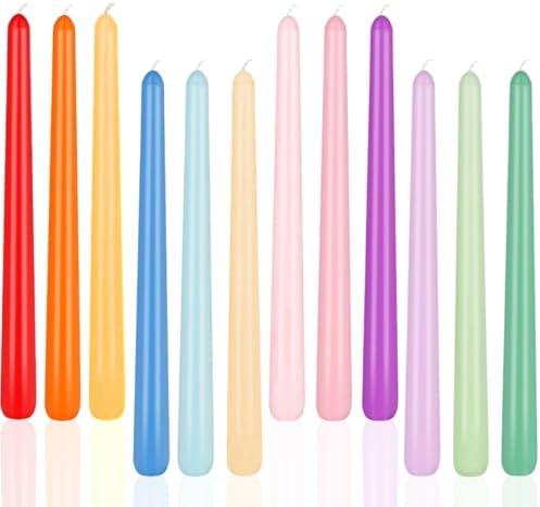 10" Colorful Candlesticks-12 Pack Tall Taper Candles-Unscented Dripless Candles 8 Hour Burn for Spring, Home Decor, Dinner, Holidays, Weddings,Christmas Home Decor by LPUSA